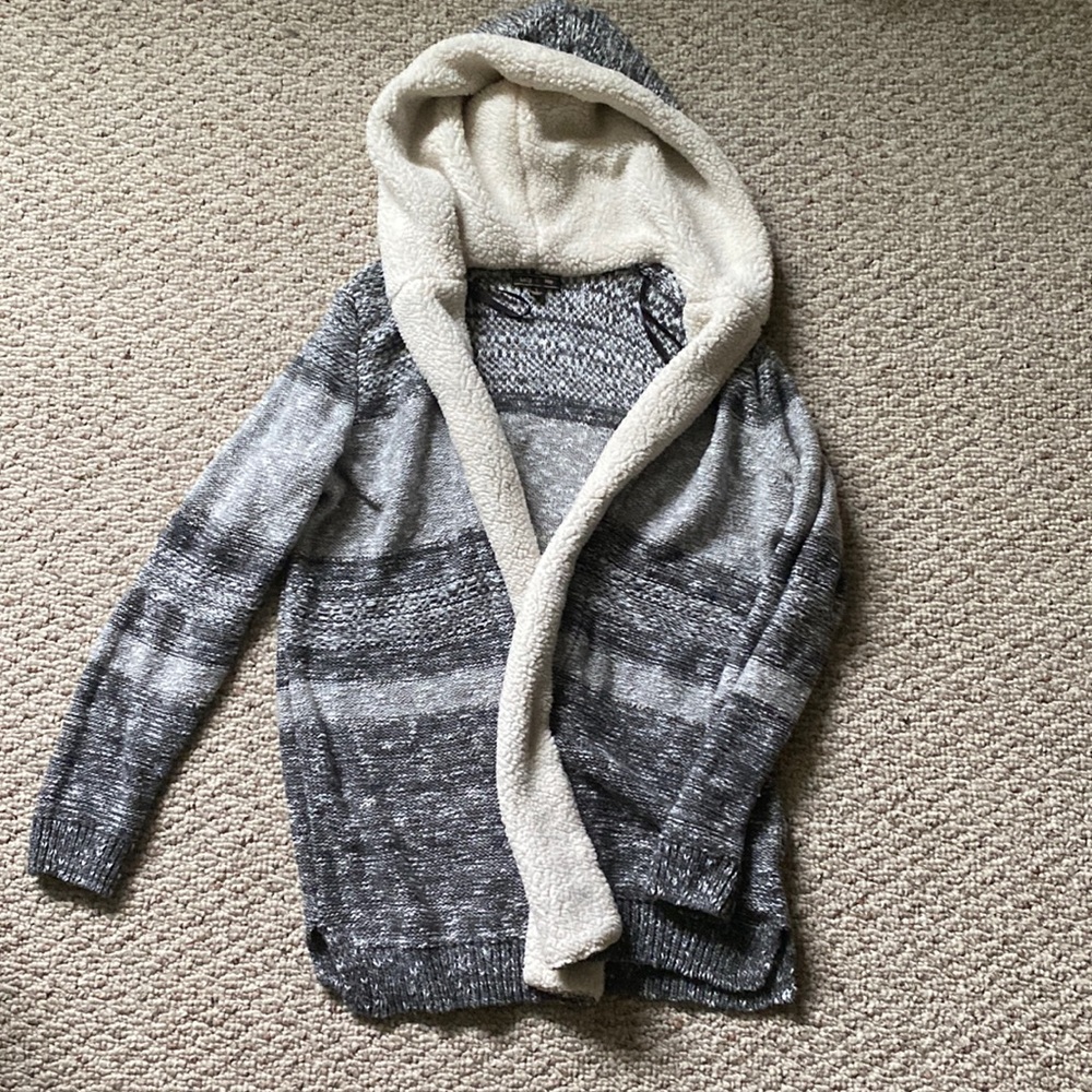 Cardigan Sweater with Sherpa Accents